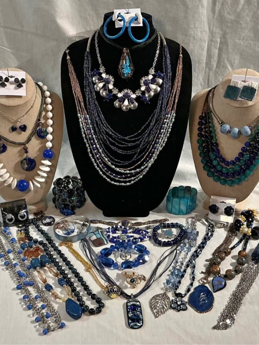 🌊 Vintage Blue Jewelry Collection  Statement Necklaces, Earrings & Artisan Pie